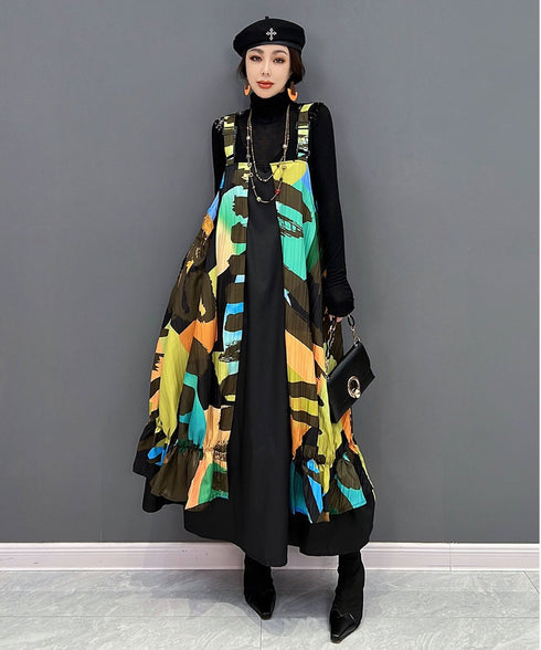 Blur Strap Belt Dress